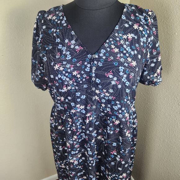 LOFT NWT Pearl Print Mini Floral Puff Sleeve Dress with Slip, XXL - Picture 8 of 11